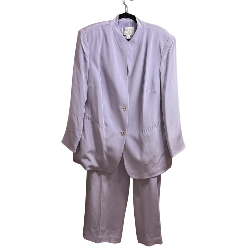 Oscar by Oscar de la Renta Womens‎ Lavender Silk Suit Set Blazer Pants 20W
